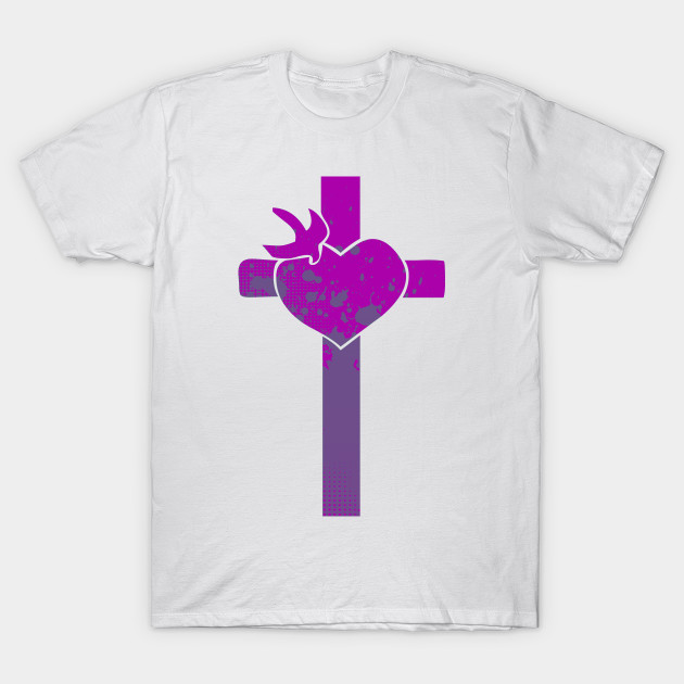 Purple Cross with Heart T-Shirt-TOZ